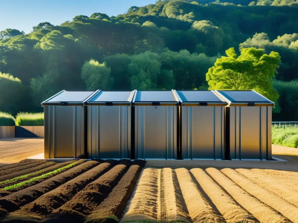 Un moderno centro de compostaje rodeado de exuberante vegetación