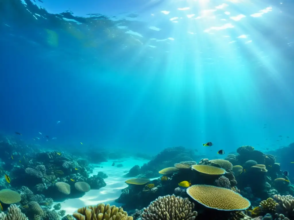 Maravilla marina: vida y color en arrecifes de coral Un océano cristalino, con reflejos de luz solar y vida marina colorida