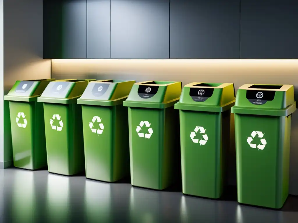 Oficina moderna con sistemas efectivos de reciclaje de plásticos, promoviendo un ambiente profesional y consciente del medio ambiente