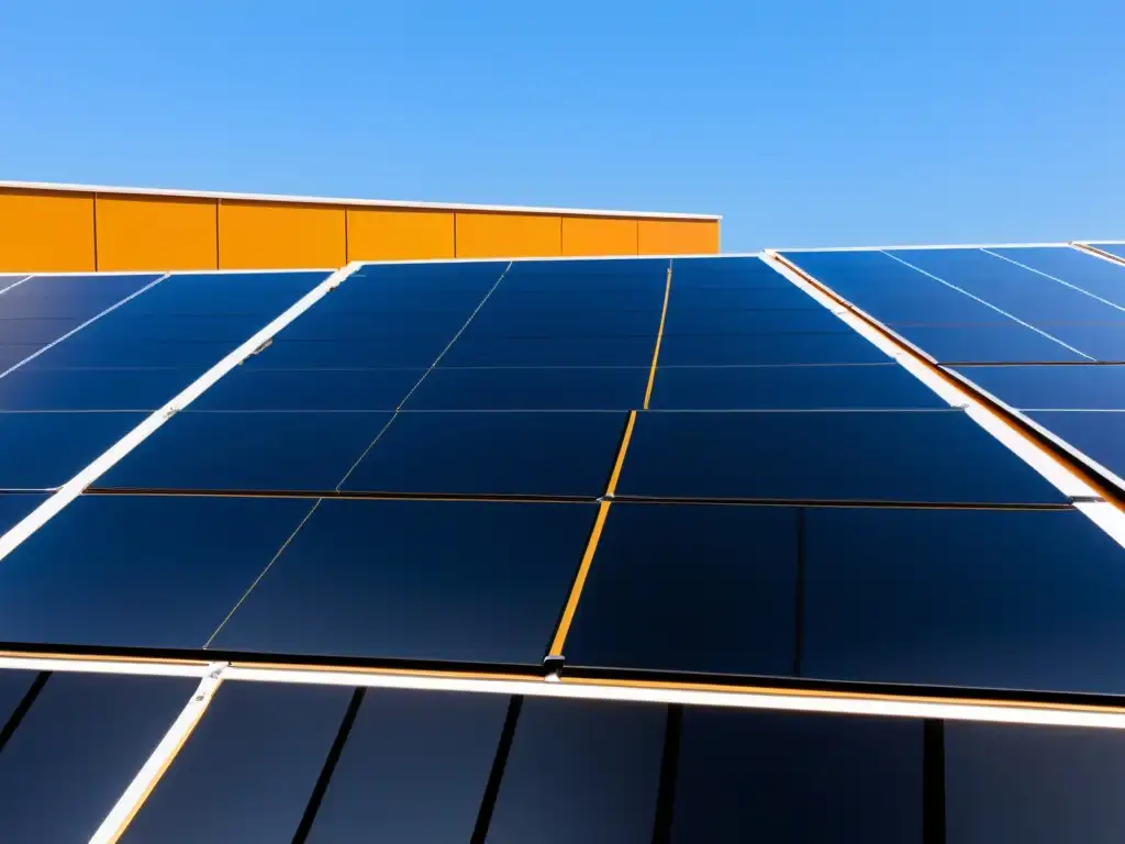 Paneles solares térmicos en moderno tejado, bañados por cálido sol