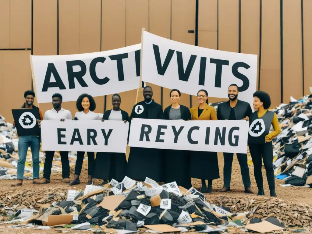 Pioneros del reciclaje: activistas unidos frente a materiales desechados, transmitiendo determinación y unidad en su causa