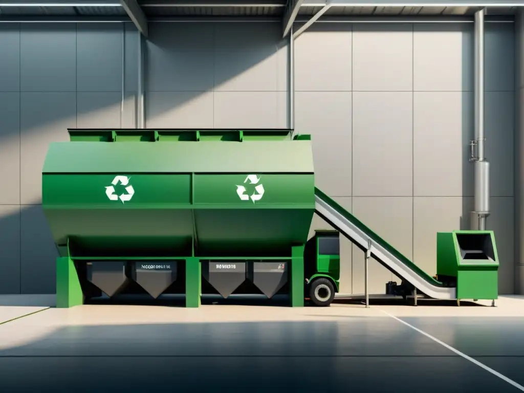 Planta de reciclaje moderna con maquinaria futurista, tecnología innovadora y técnicas innovadoras valorización residuos domésticos