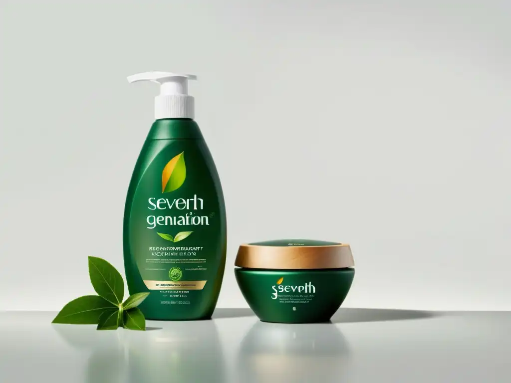 Un producto ecológico de Seventh Generation en un ambiente minimalista y elegante, transmitiendo un mensaje ecológico