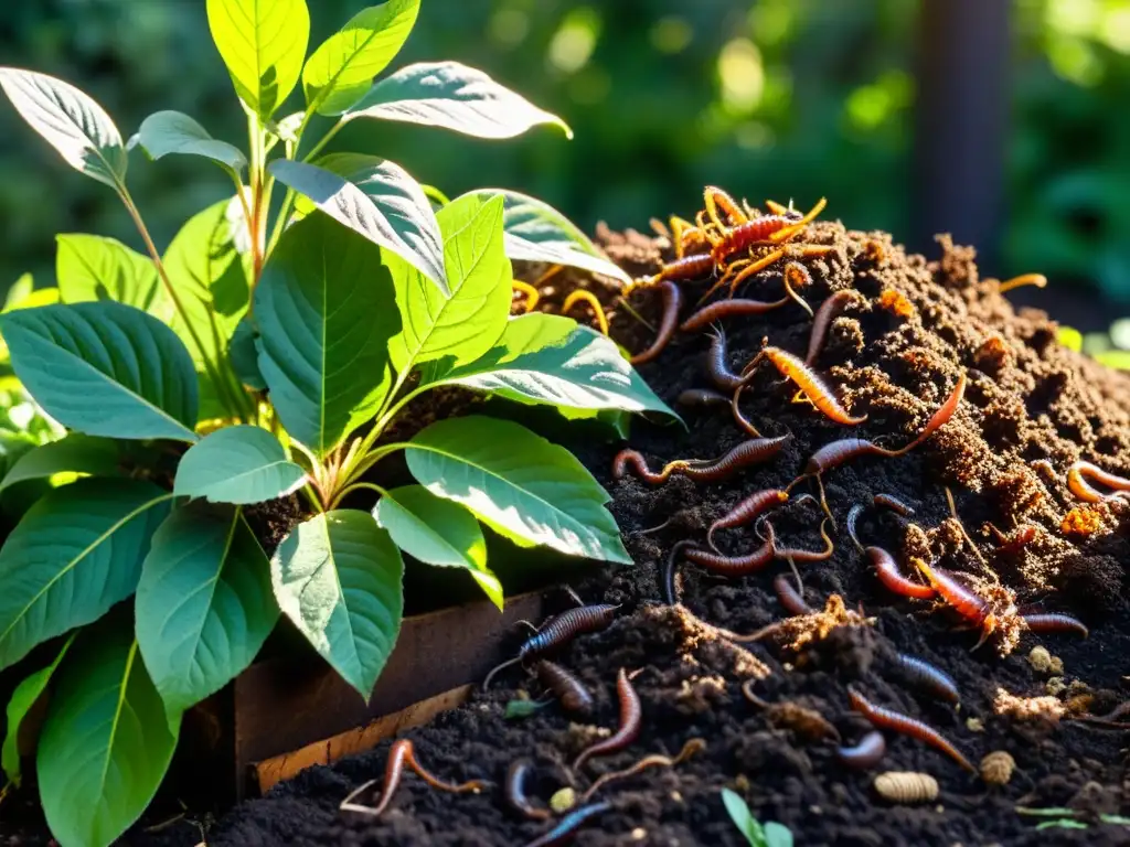 Un jardín rebosante de vida, compostaje residuos orgánicos sostenible enriqueciendo la tierra con su belleza natural