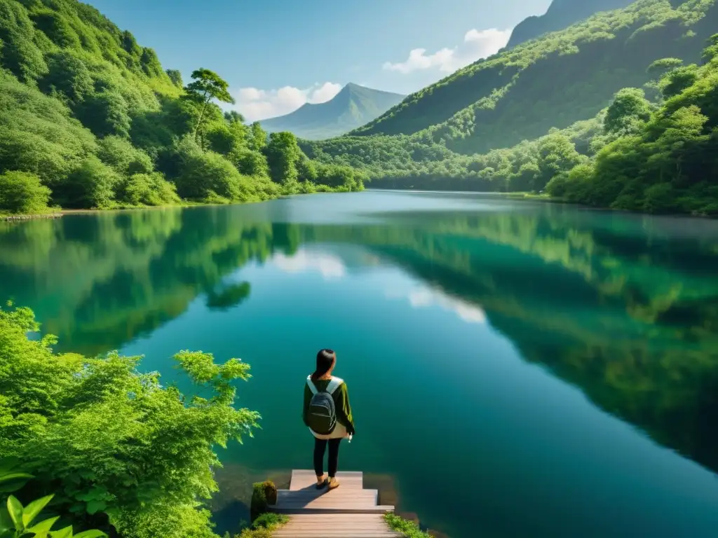 Reflejo perfecto de un lago cristalino rodeado de exuberante vegetación