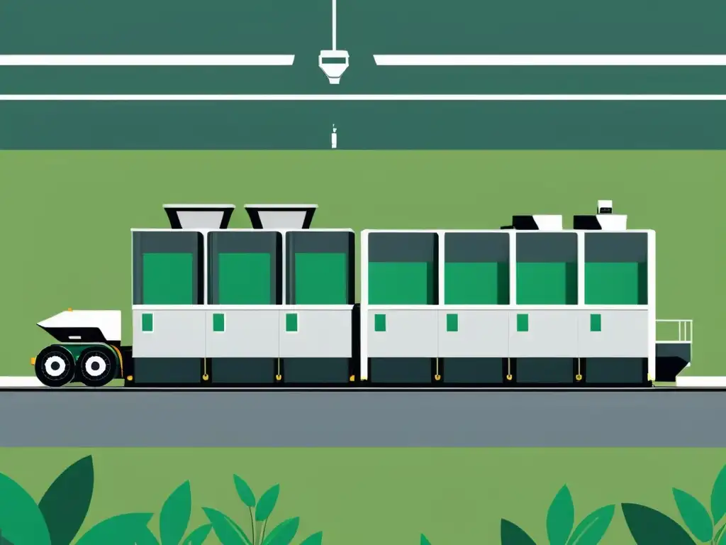 Instalación de separación de residuos con innovaciones tecnológicas en un entorno verde y futurista