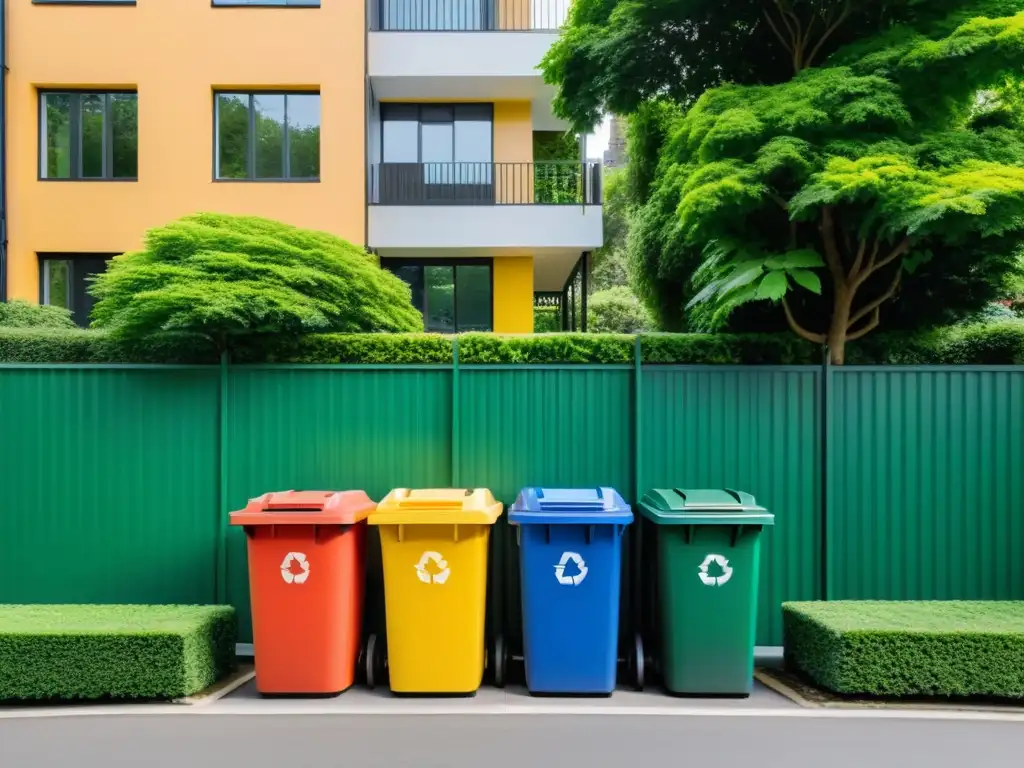 Urbanización con separación residuos, reciclaje y armonía ambiental en un entorno sereno y ordenado