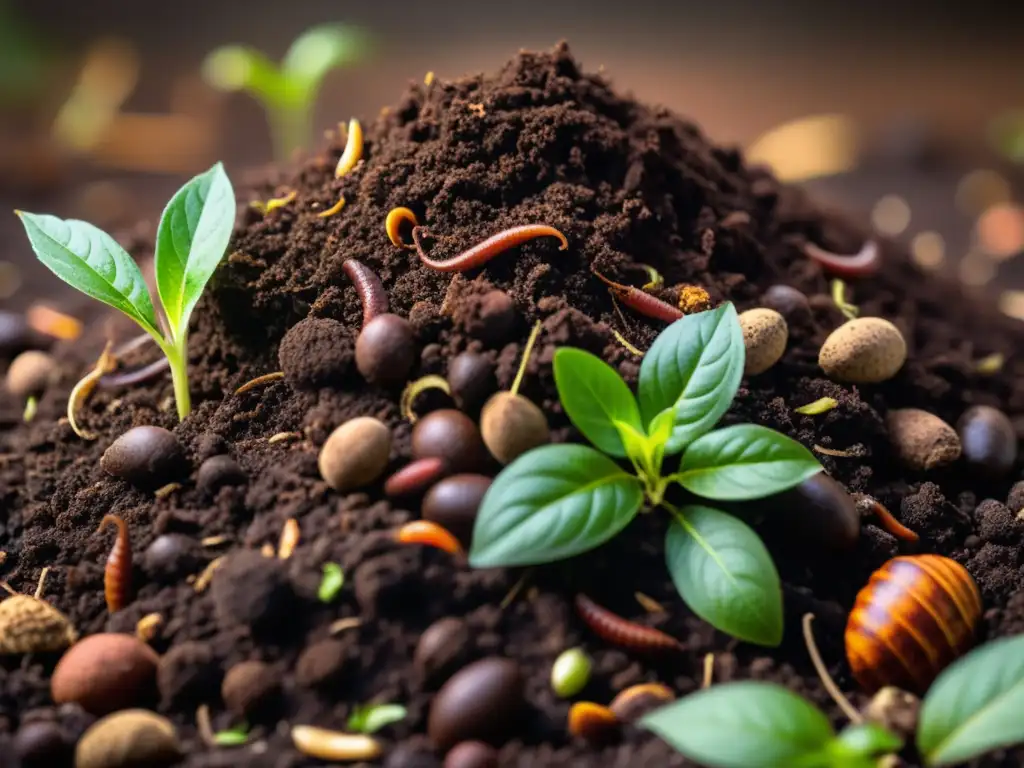 Rica compostera con restos de cacao y lombrices