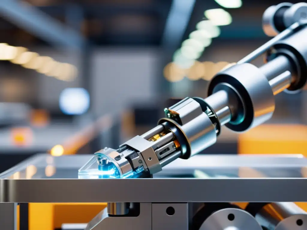 Robótico brazo separando materiales reciclables con precisión, innovando en reciclaje automatizado para comunidades sostenibles