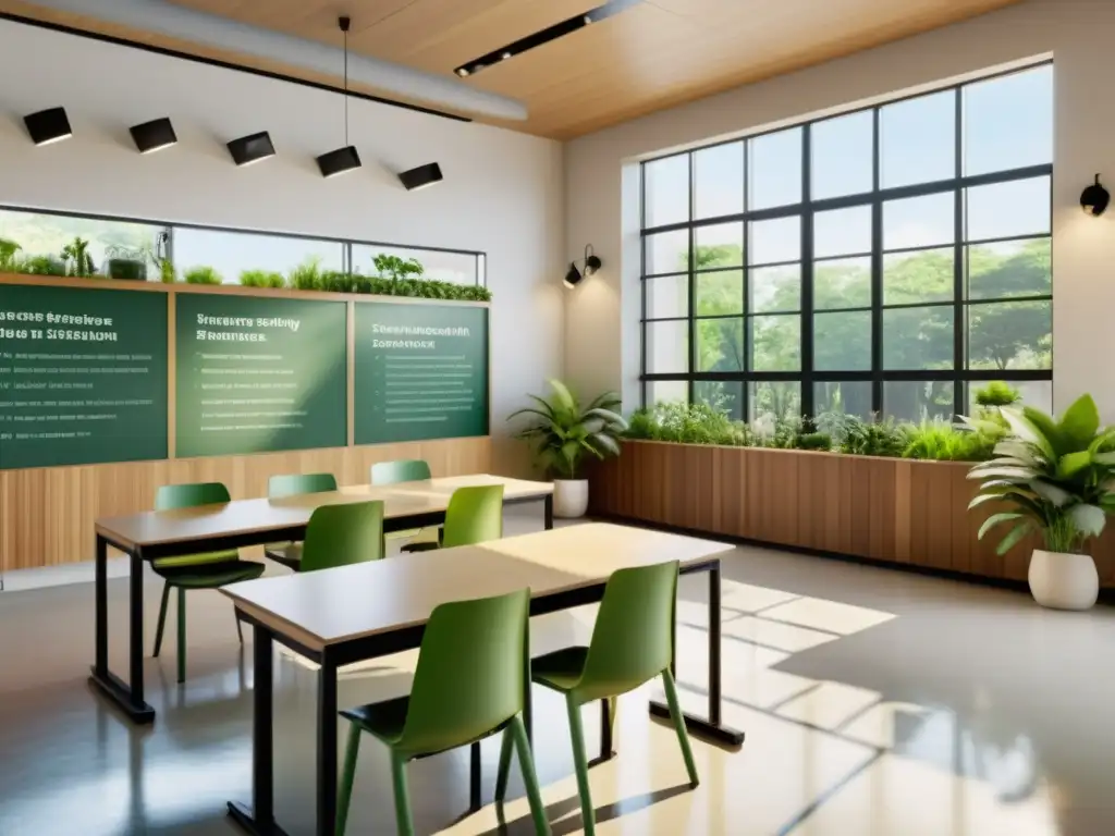 Salón minimalista con luz natural, plantas y conciencia ecológica en el diseño de espacios comerciales