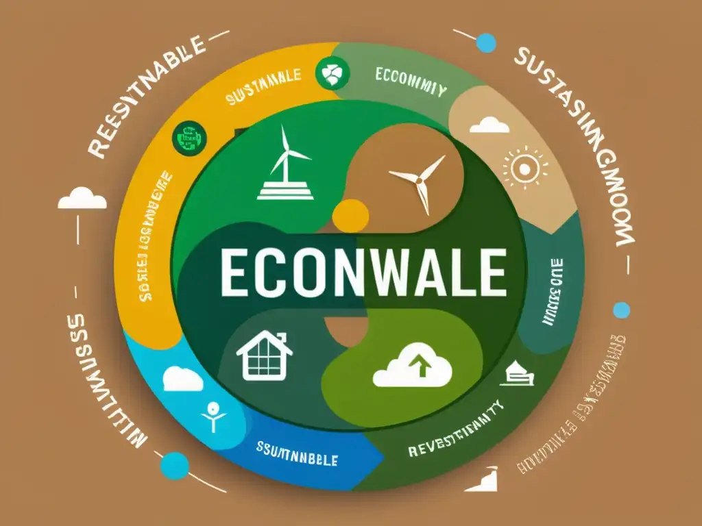 Representación serena de un modelo de economía circular, destacando inversiones sostenibles y prácticas ambientales