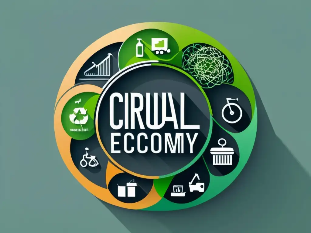 Un sistema de economía circular optimizado por tecnología, con bucles interconectados de producción, consumo y reciclaje