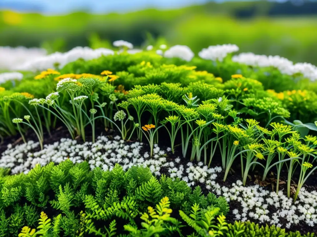 Un techo vivo verde exuberante con plantas vibrantes, raíces y suelo visibles, creando un ambiente sereno con tecnologías para casas más verdes