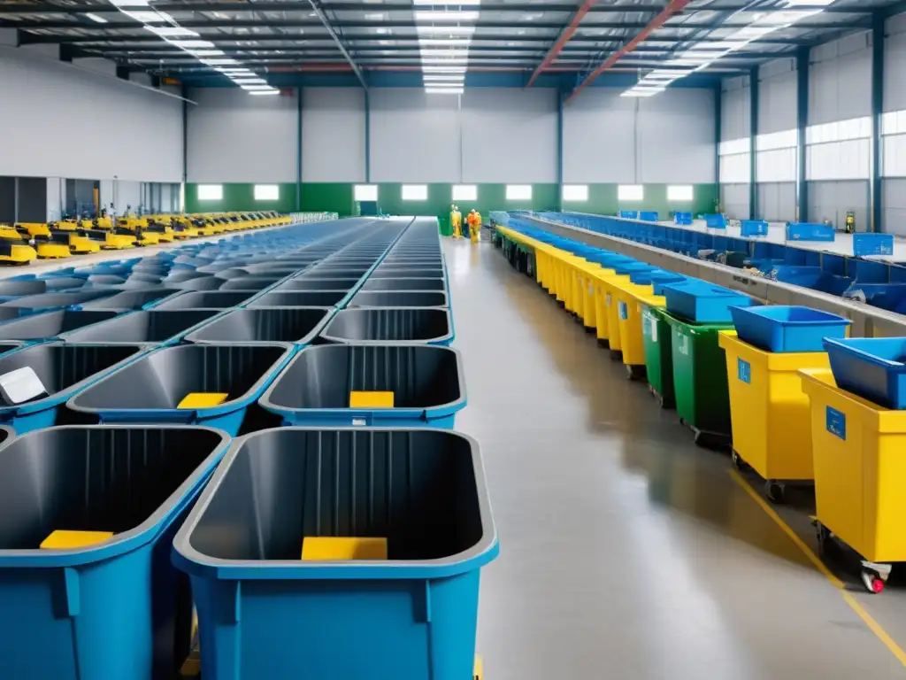 Trabajadores en planta de reciclaje ordenan electrodomésticos