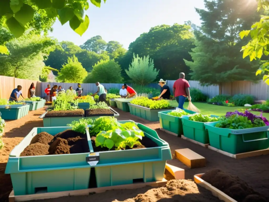 Vecinos crean un jardín comunitario sostenible con compostaje, reciclaje y educación ambiental