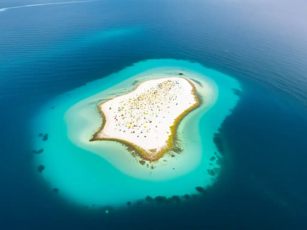 Vista impactante de océano contaminado por basura plástica en isla remota