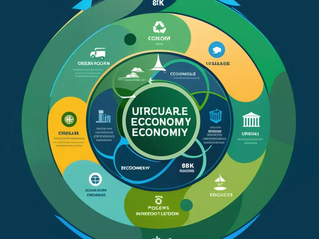 Una representación visual impactante del modelo de economía circular, con un flujo sostenible de recursos y materiales